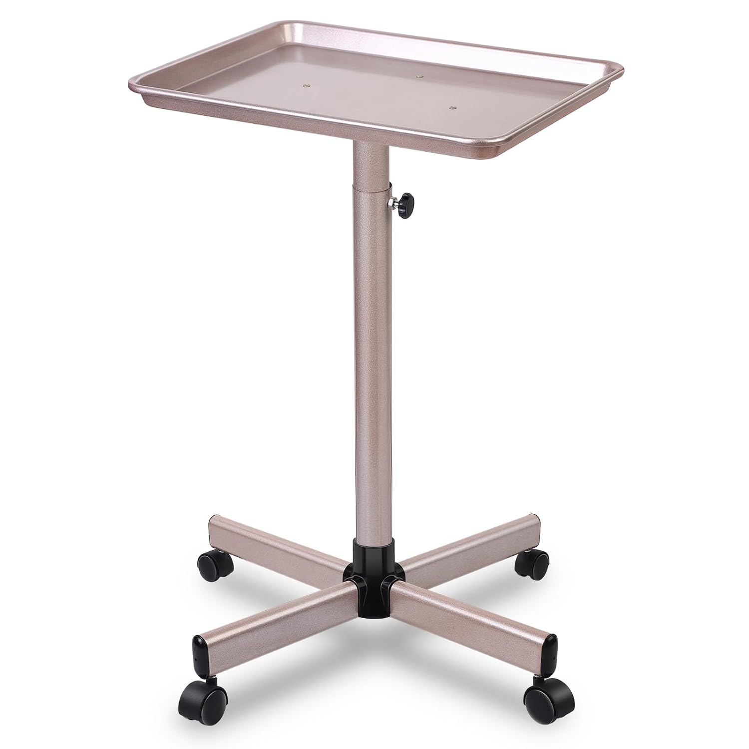 Salon Tray on Wheels - Adjustable Height Rose Gold Service Tray