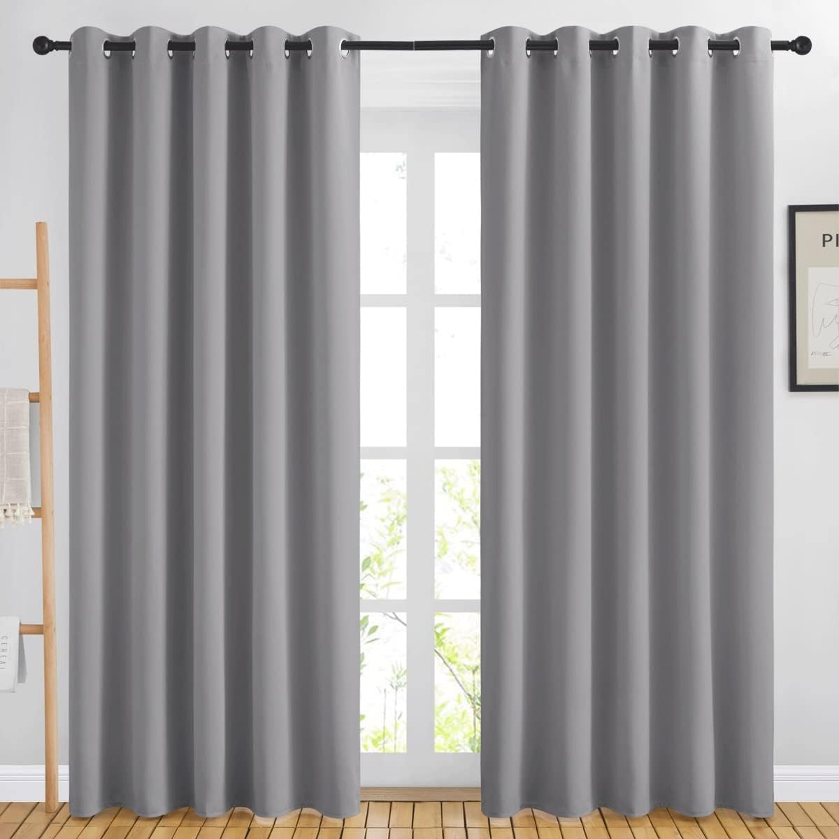 NICETOWN Room Darkening Silver Grey Curtains for Elegant Living