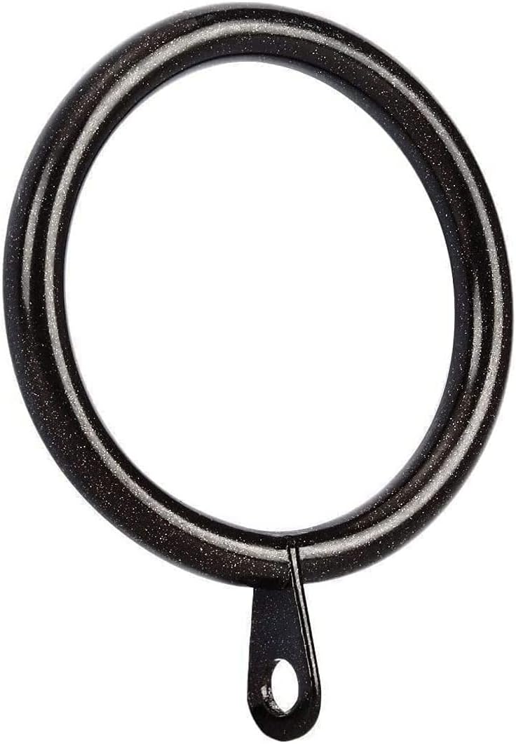 Set of 28 Coffee Flat Curtain Rings - Fits 1 1/4-Inch Rod