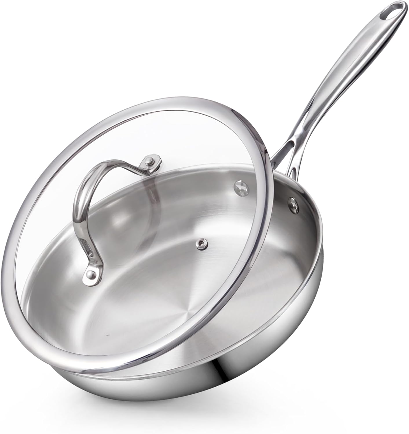 Cooks Standard 12-Inch Stainless Steel Frying Pan with Lid