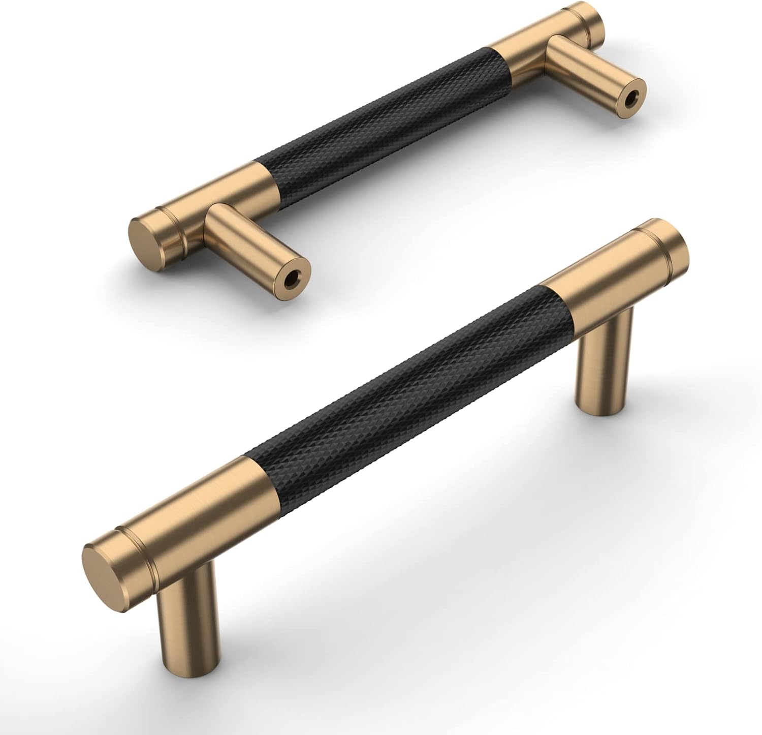 Amerdeco 10 Pack Champagne Bronze and Black Knurled Cabinet Pulls
