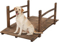 VINGLI 4 ft Garden Bridge Wooden Arch Walkway - Rustic Accent
