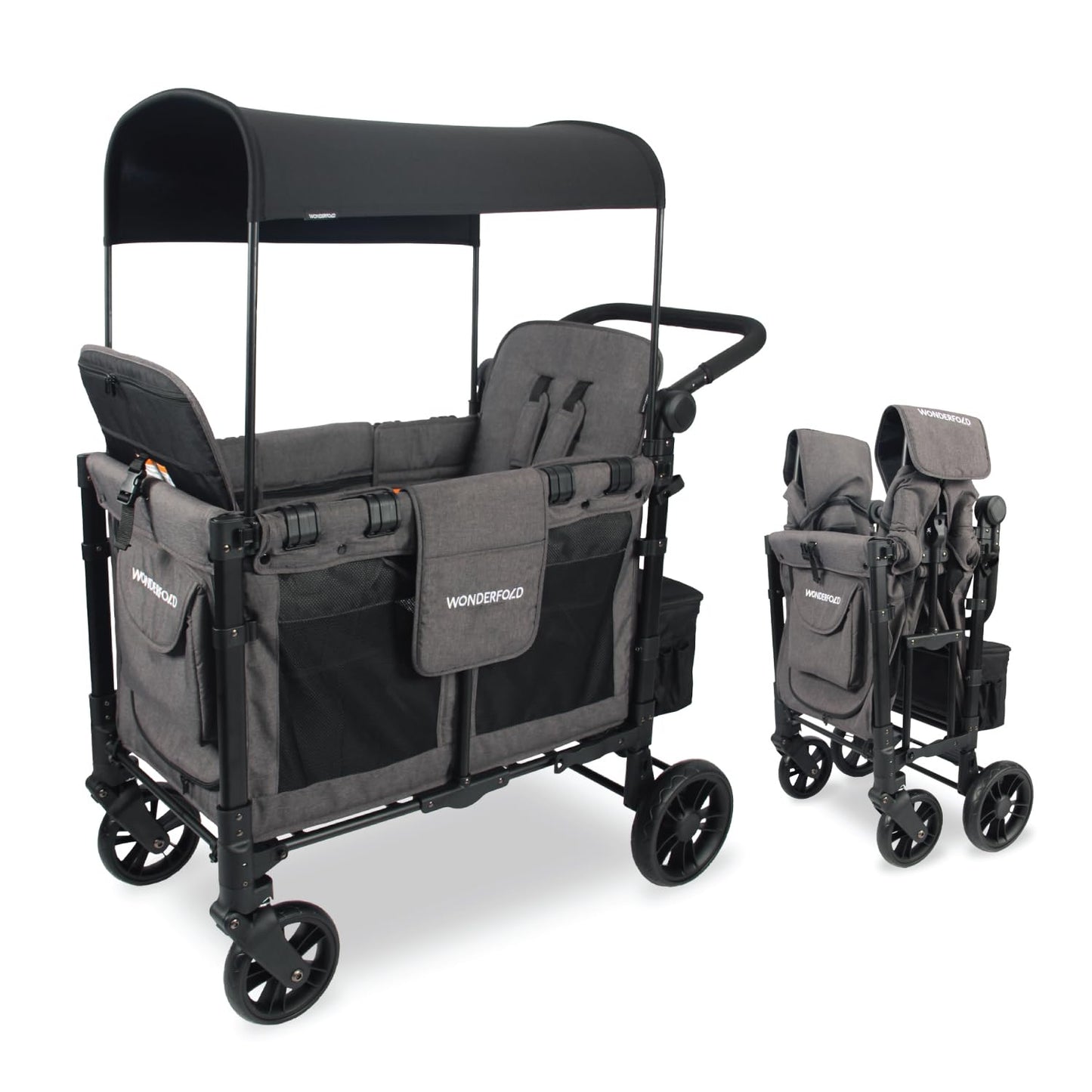 WONDERFOLD W2 Elite Double Stroller Wagon with High Seats