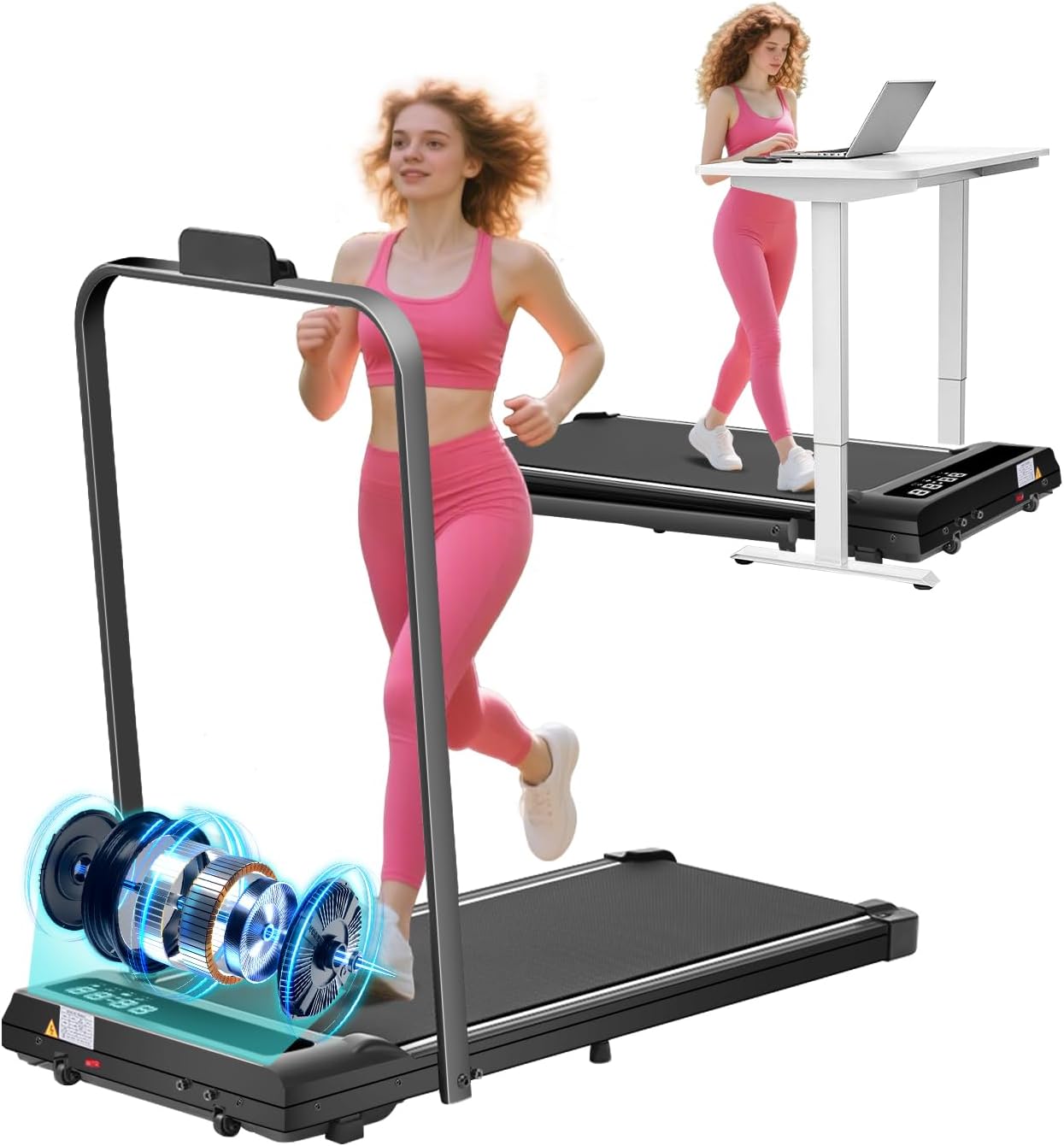 HevGlrm Compact Walking Pad with Handle Bar for Home