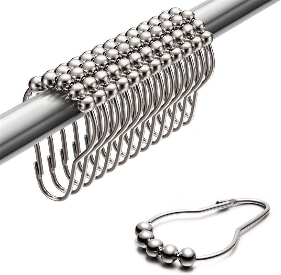 Uigos Stainless Steel Shower Hooks - Set of 12, Rust-Resistant