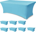 Stretch Table Cover for 6 Foot Tables - 8 Pack Light Blue Spandex