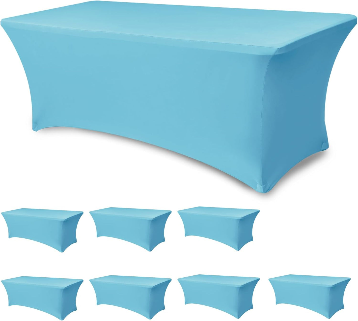 Stretch Table Cover for 6 Foot Tables - 8 Pack Light Blue
