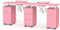 Double Manicure Table with Dust Collector - Pink salon station