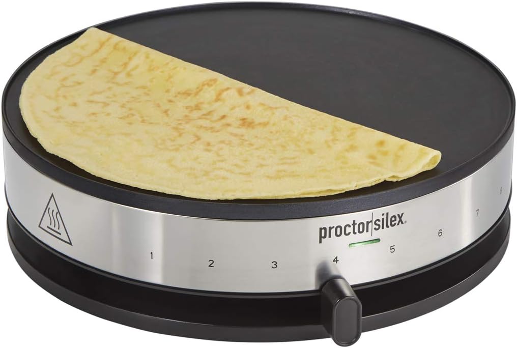 Proctor Silex Electric Crepe Maker - 13 Nonstick Griddle, Temperature Control