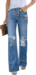 High Waisted Ripped Flare Jeans for Women - Flattering Stretch Fit 6