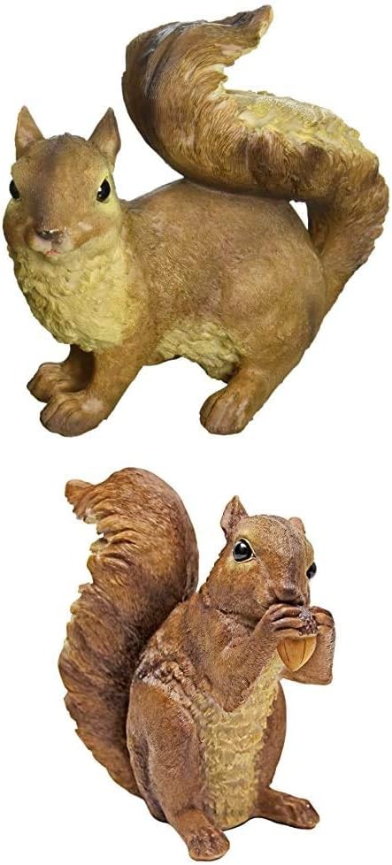 Realistic Woodland Squirrel Statues for Home Decor