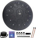 Steel Tongue Rain Drum 12 in 15 Notes Handpan Drum (Black)
