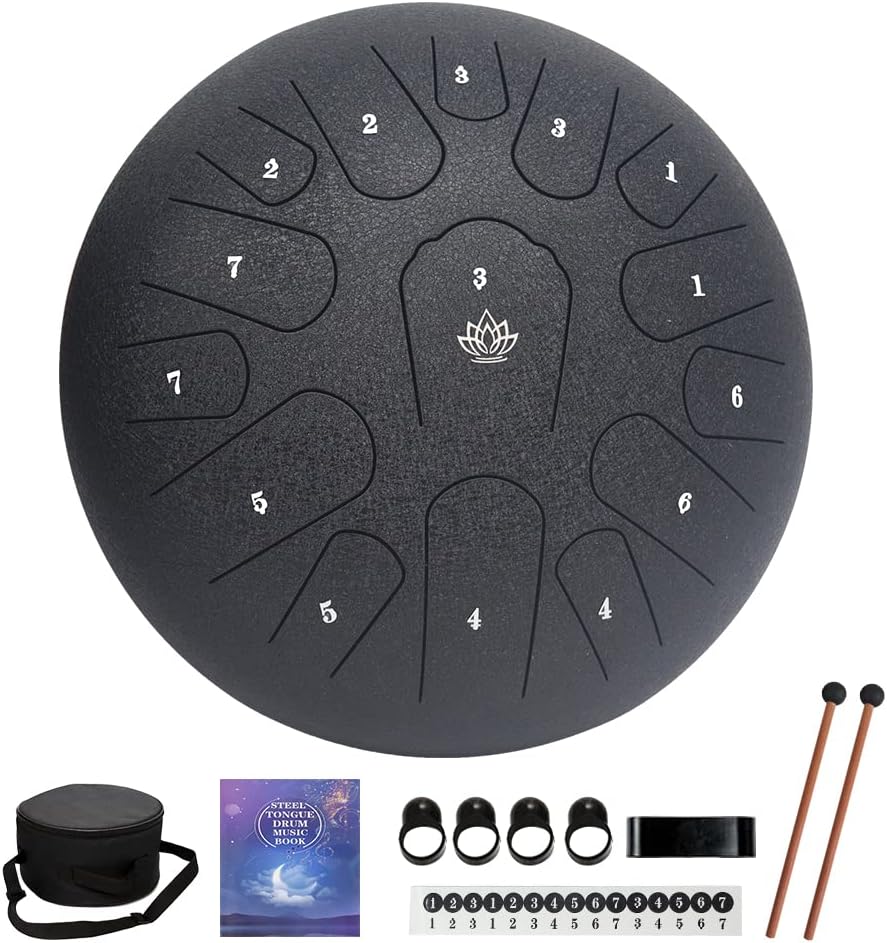 Rain Drum for Outside Garden - 12in Steel Tongue Drum 15 Notes
