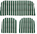 Hunter Green & White Stripe 3-Piece Wicker Loveseat Cushion Set