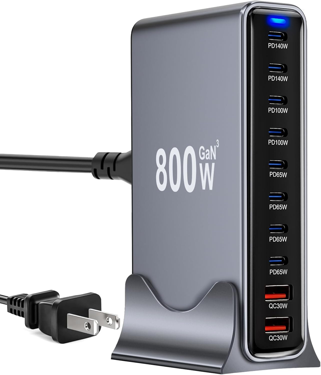 800W USB C Fast Charger Block with 10 Ports for Quick Charging