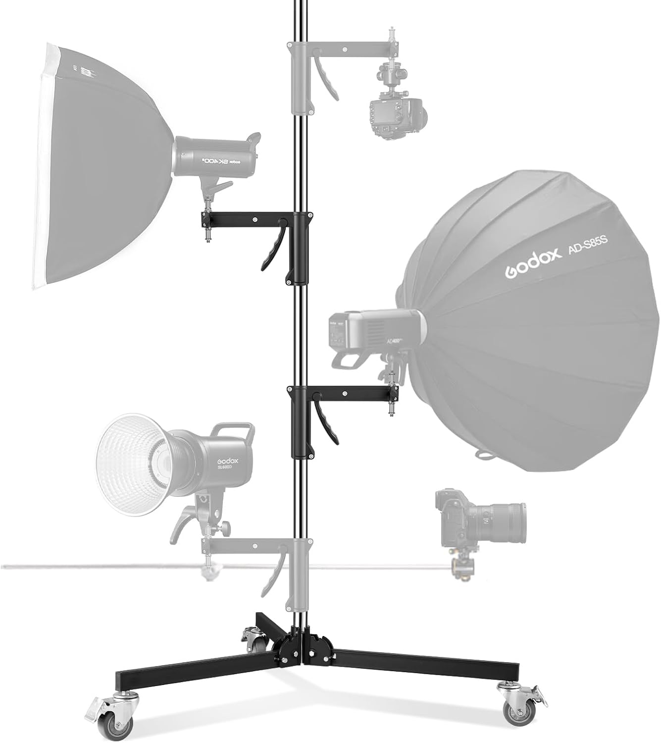 M20 Steel Wheeled Pistol Grip Light Stand for Photography