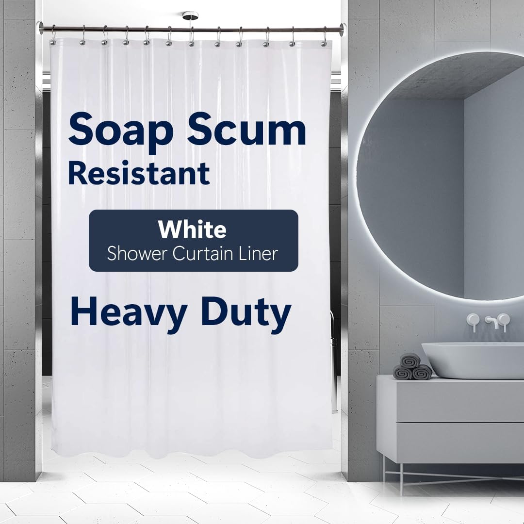 Epica Heavy-Duty Vinyl Shower Curtain Liner, Strong & Durable
