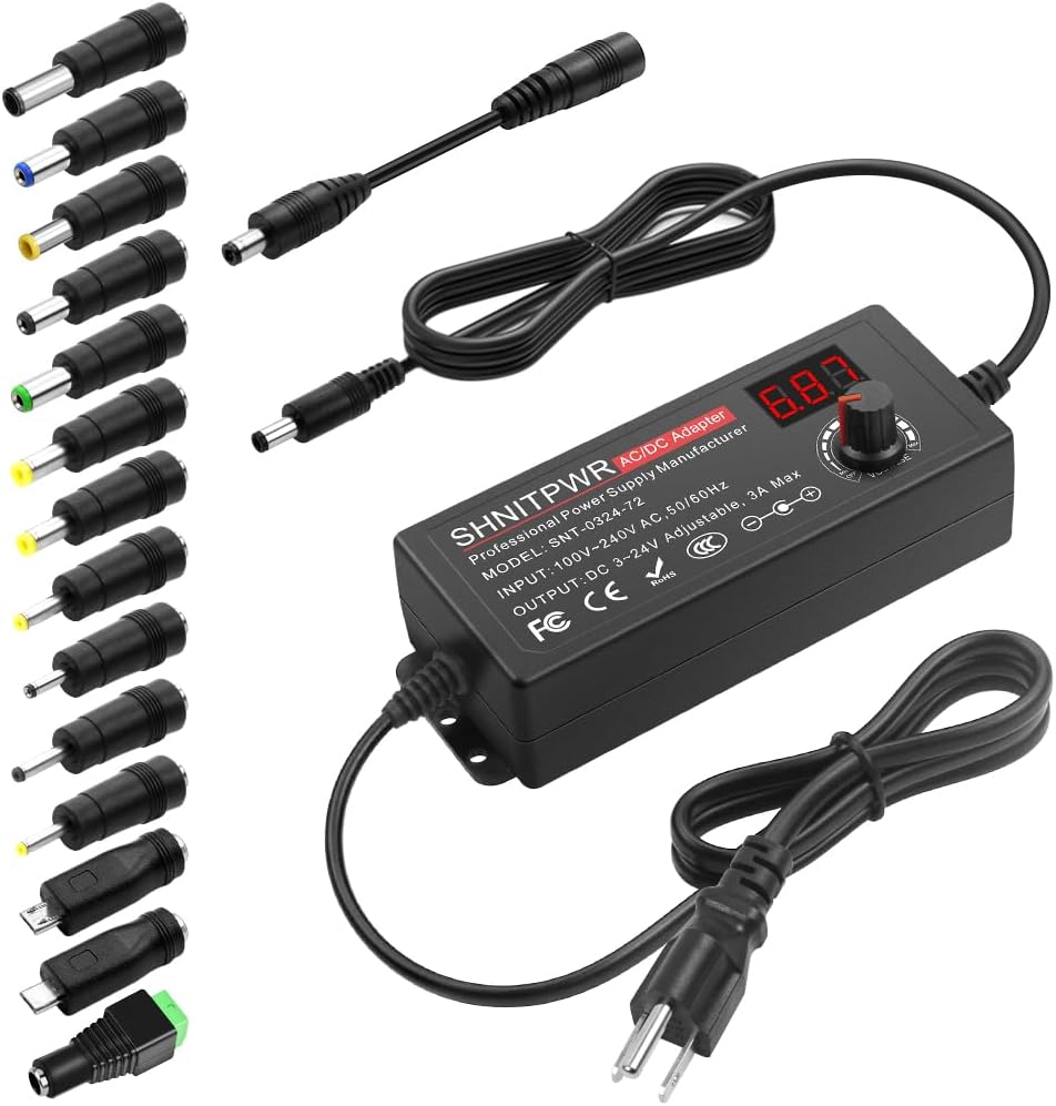 Universal Adjustable Power Supply: 3V-24V 3A for Every Device | SHNITPWR