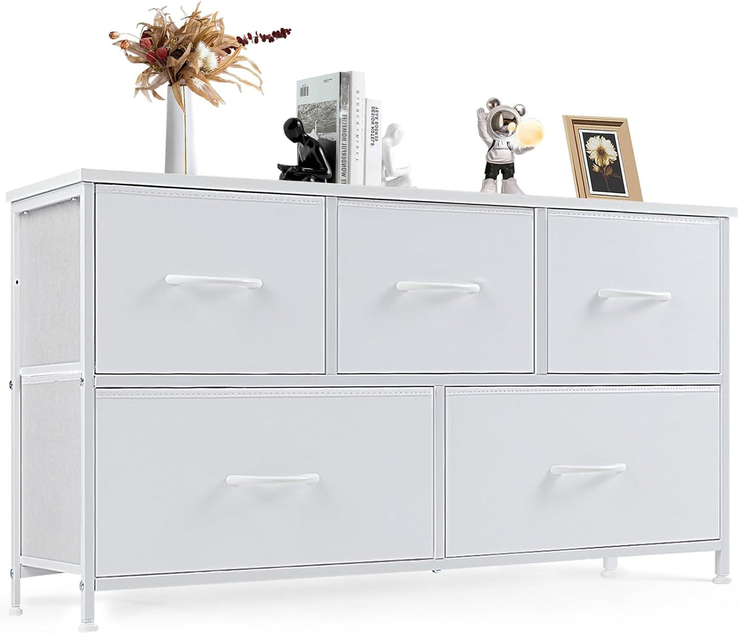 Dresser for Bedroom with 5 Storage Drawers and Wooden Top