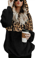 Women Casual Double Fuzzy Sweatshirt Faux Fleece Zip (Style VDFX)