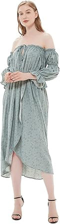 Anna-Kaci Womens Casual Boho Off Shoulder Renaissance Peasant Dress