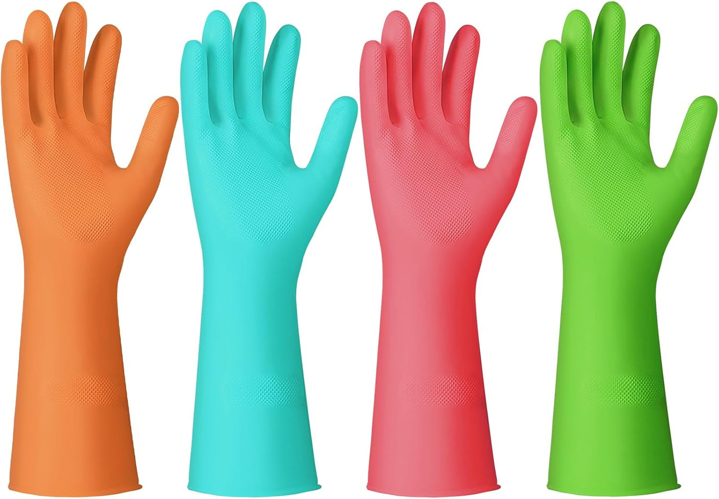 Non-Slip Reusable Dishwashing Gloves - 4 Pairs