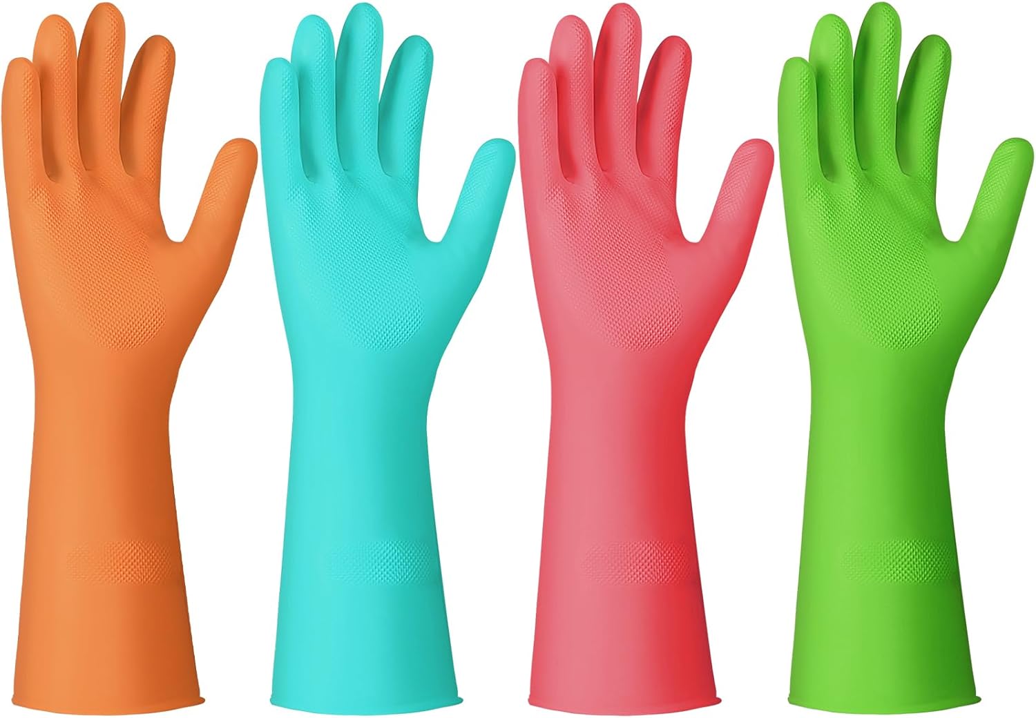 Non-Slip Reusable Dishwashing Gloves - 4 Pairs