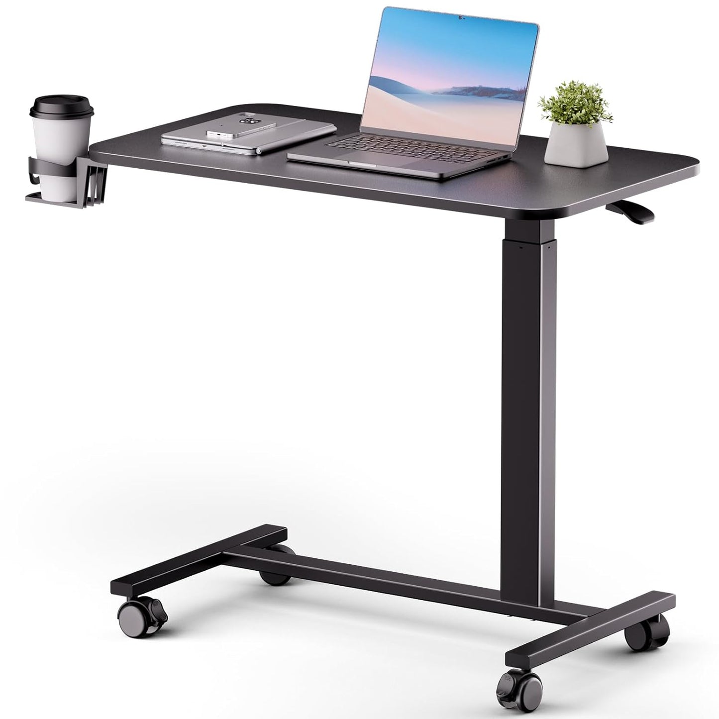 Mobile Adjustable Overbed Table - Lockable Wheels - Versatile