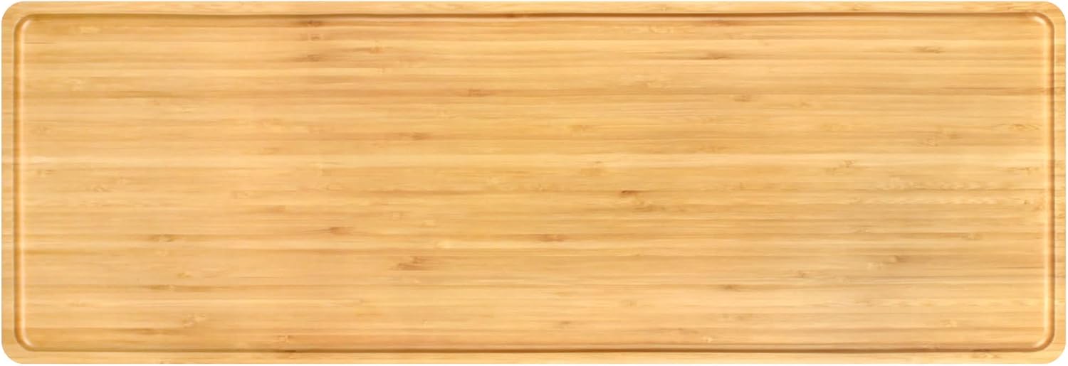 BambooMN Extra Long Rectangular Bamboo Serving Tray for All Occasions