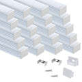 Muzata 20Pack 1M Plus-Size Spotless LED Channel with Milky Cover