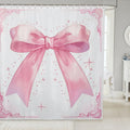 Pink Bow Shower Curtain 72in x 78in - Watercolor Bowknot Bathroom