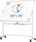 Large Rolling White Board 48x36 Double-Sided Mobile Whiteboard