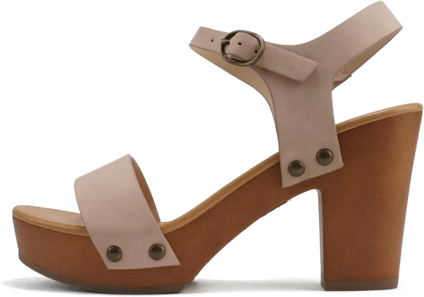 Soda Women's Bold Buckles Studded Wedge Sandal for Style