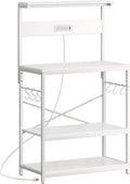 Bakers Rack with Power Outlets and Extended Desktop - Compact Kitchen