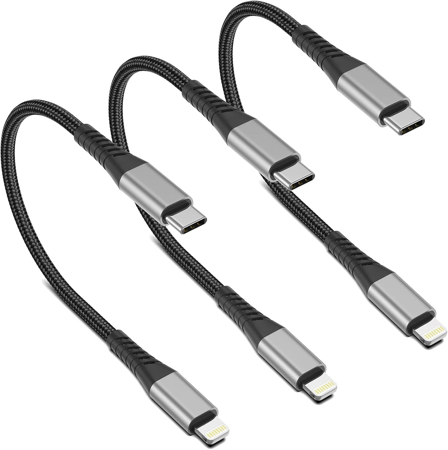 Fast Charge Trio: Acevien 6in MFi USB-C to Lightning 3-Pack