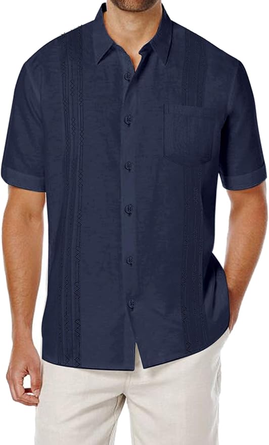 COOFANDY Men's Short Sleeve Linen Shirt for Beach Style