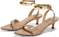 Womens Low Kitten Heel Strappy Pointed Sandals - Dressy Comfort