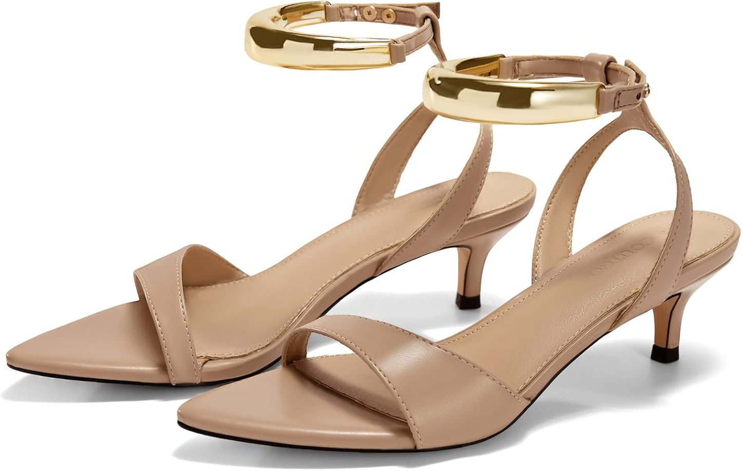 Coutgo Womens Low Kitten Heels Sandals for Summer Style