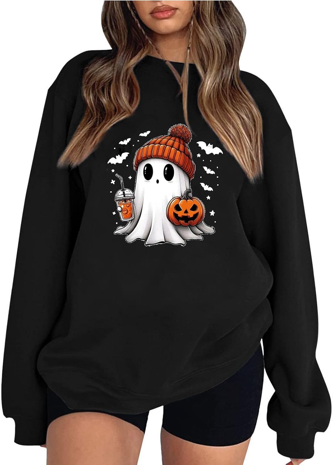 Cute Ghost Graphic Halloween Sweatshirt