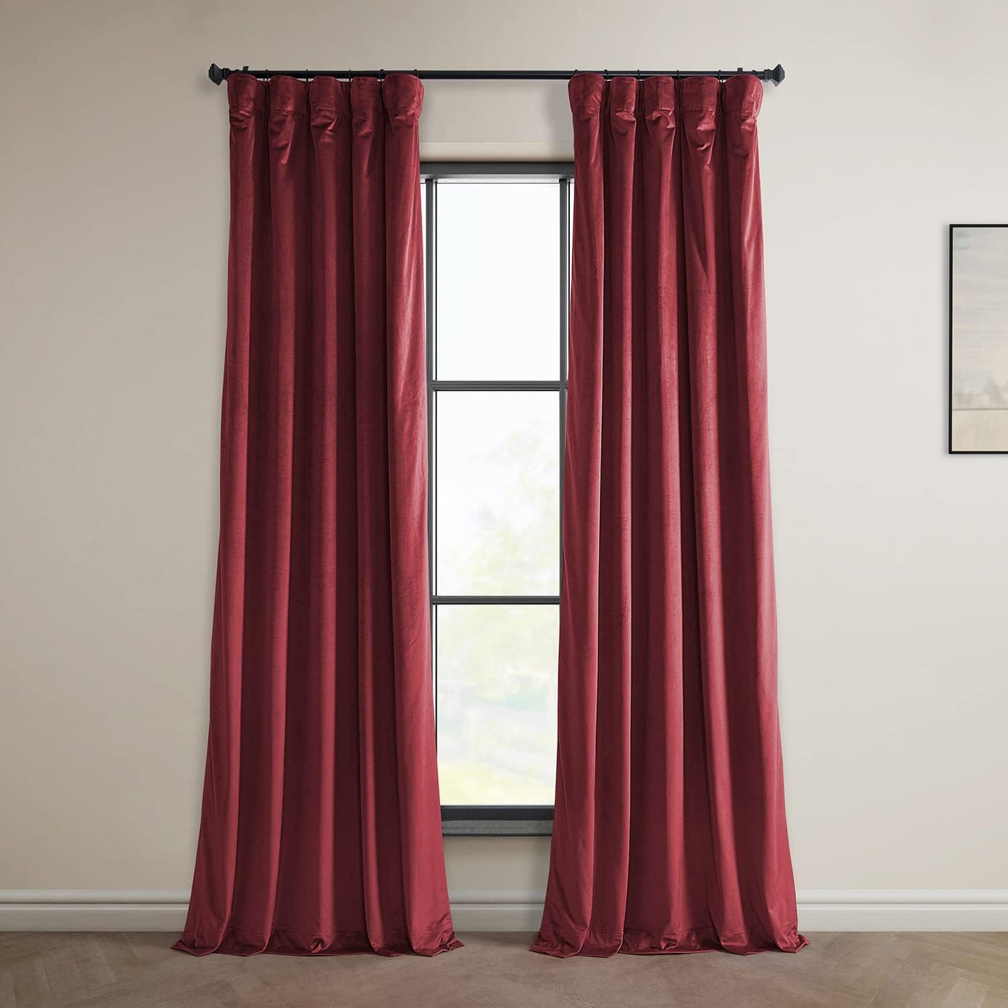 Heritage Plush Velvet Room Darkening Curtains in Cinema Red