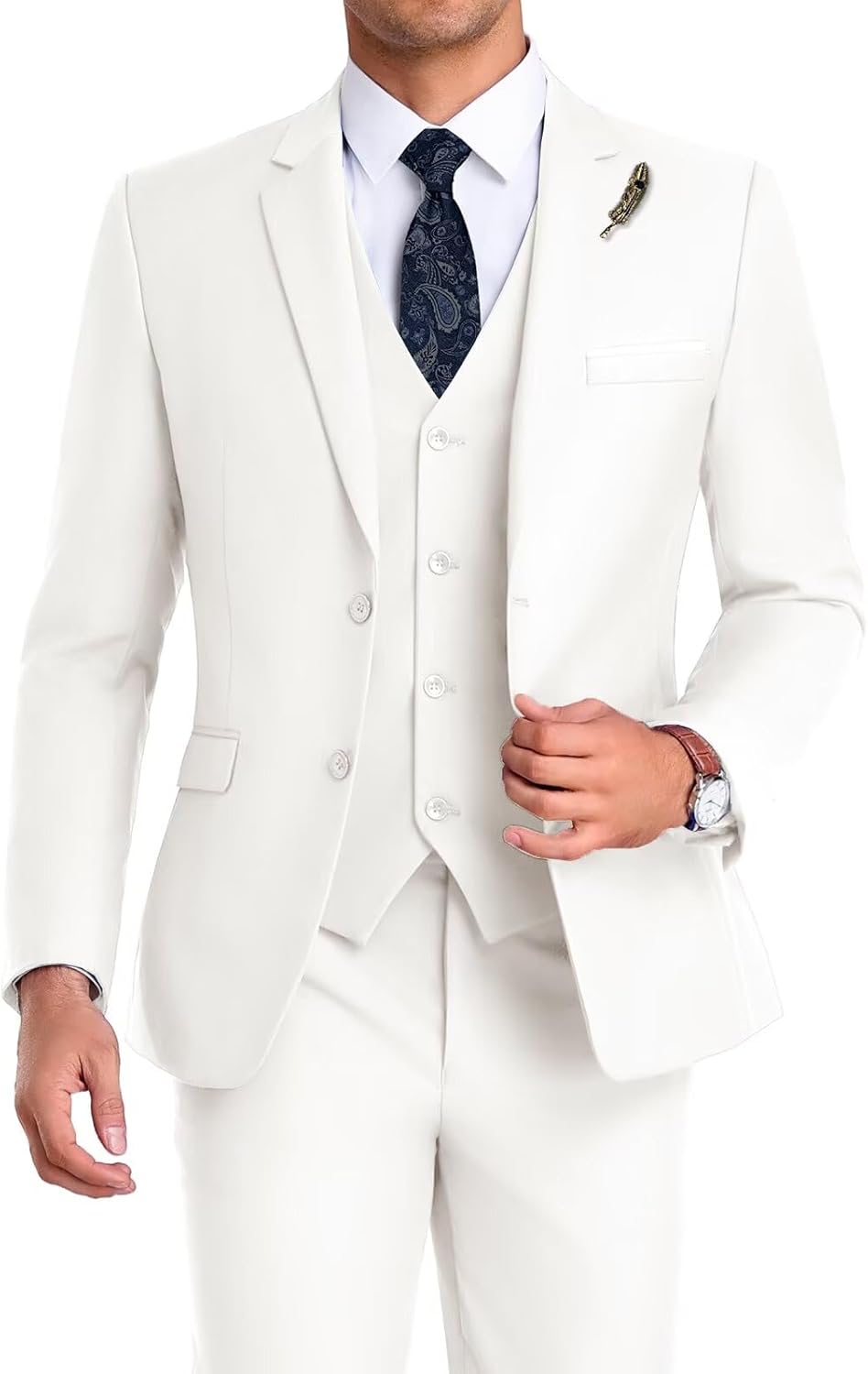 Men Suit 3 Pieces Slim Fit Tuxedo for Groomsmen and Business