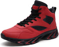 Mens High Top Athletic Sneakers in Black Red White - Stylish Comfort