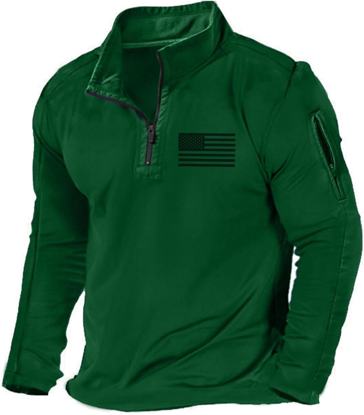 H HYFOL Men's USA Flag Graphic Pocket Pullover Sweatshirt