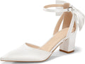 Womens Chunky Heels Ankle Strap D'Orsay Pumps - Bridal Low Heel