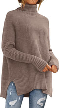 LILLUSORY Women's Oversized Turtleneck Ribbed Tunic Sweater - Cozy fit