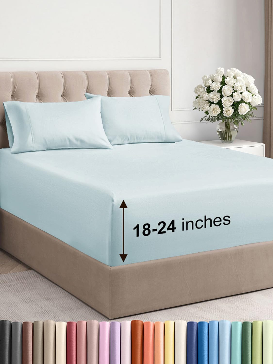 Extra Deep Pocket Cal King Sheets - Soft & Cooling Bed Set