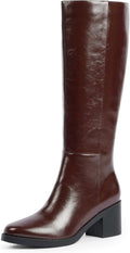 Polished Women's Knee High Boots with Side Zipper and Chunky Heel
