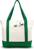 Canvas Tote Bag 6-Pack with Zipper & External Pocket - Reusable