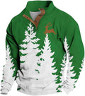 Quilted Corduroy Henley: 3D Christmas Zip Sweater