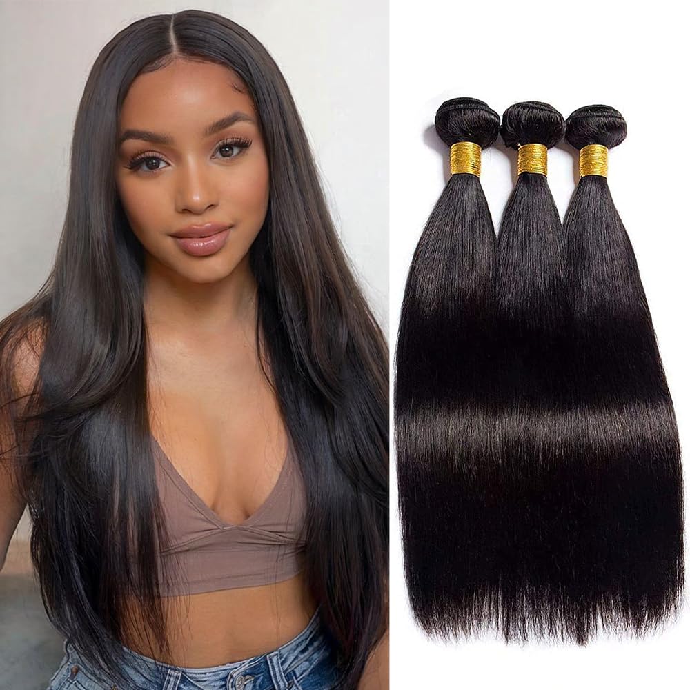 Straight Bundles Human Hair 12 Inch Unprocessed Brazilian Weave